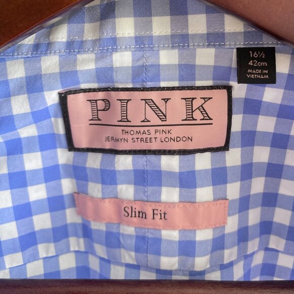Thomas Pink Blue Gingham Dress Shirt - Picture 3 of 4